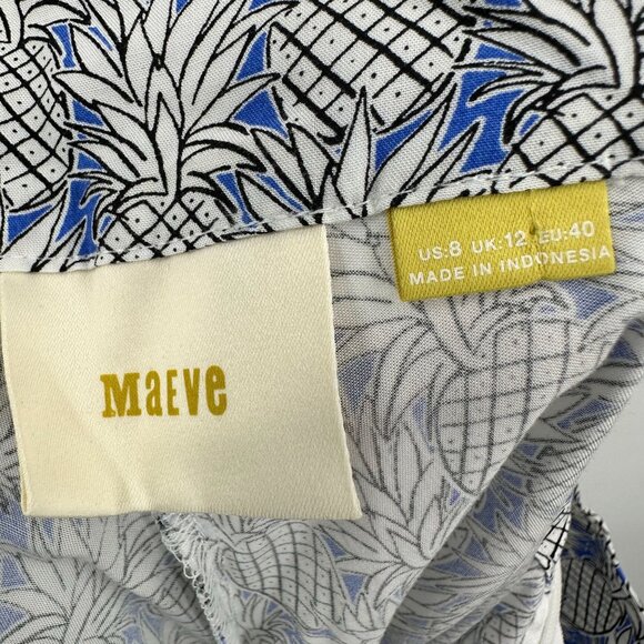 Maeve Ruffled Shorts Womens Size 8 Pineapples Beach Tropical Hawaii Blue - Picture 7 of 9